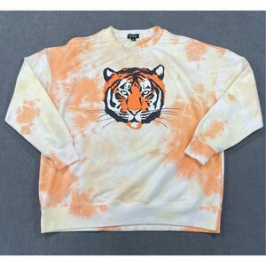 Wildfox‎ Tie Dye Tiger Sweatshirt Women M Orange Graphic Cozy Retro Loungewear